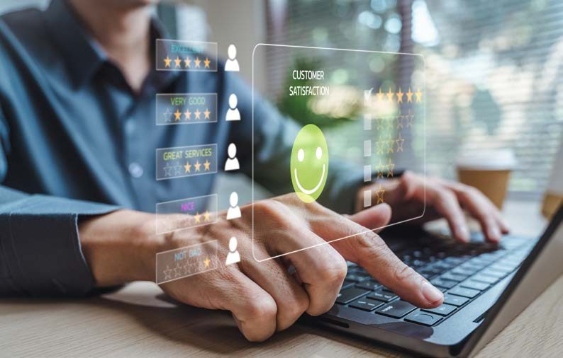 Customer satisfaction feedback on a digital interface