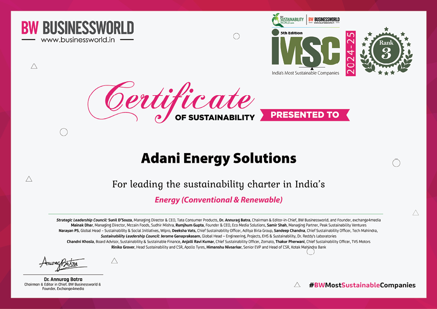 BW Businessworld Certificate of Sustainability â€” Energy (Conventional & Renewable), Rank 3